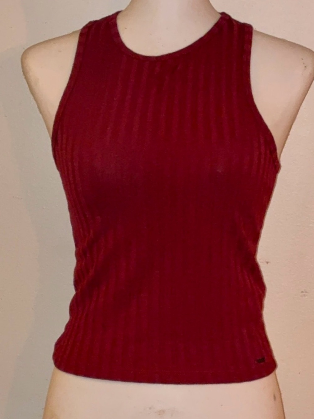 Hollister Ribbed Slim Tank Medium Red Racerback Fitted Top Fits Like XS/S